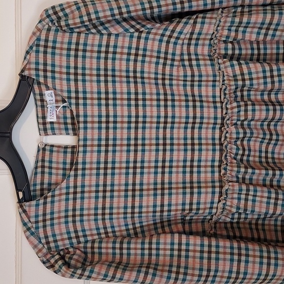 COMPANIA FANTASTICA Checked Mini Tunic Dress with Long Sleeves - Picture 6 of 12